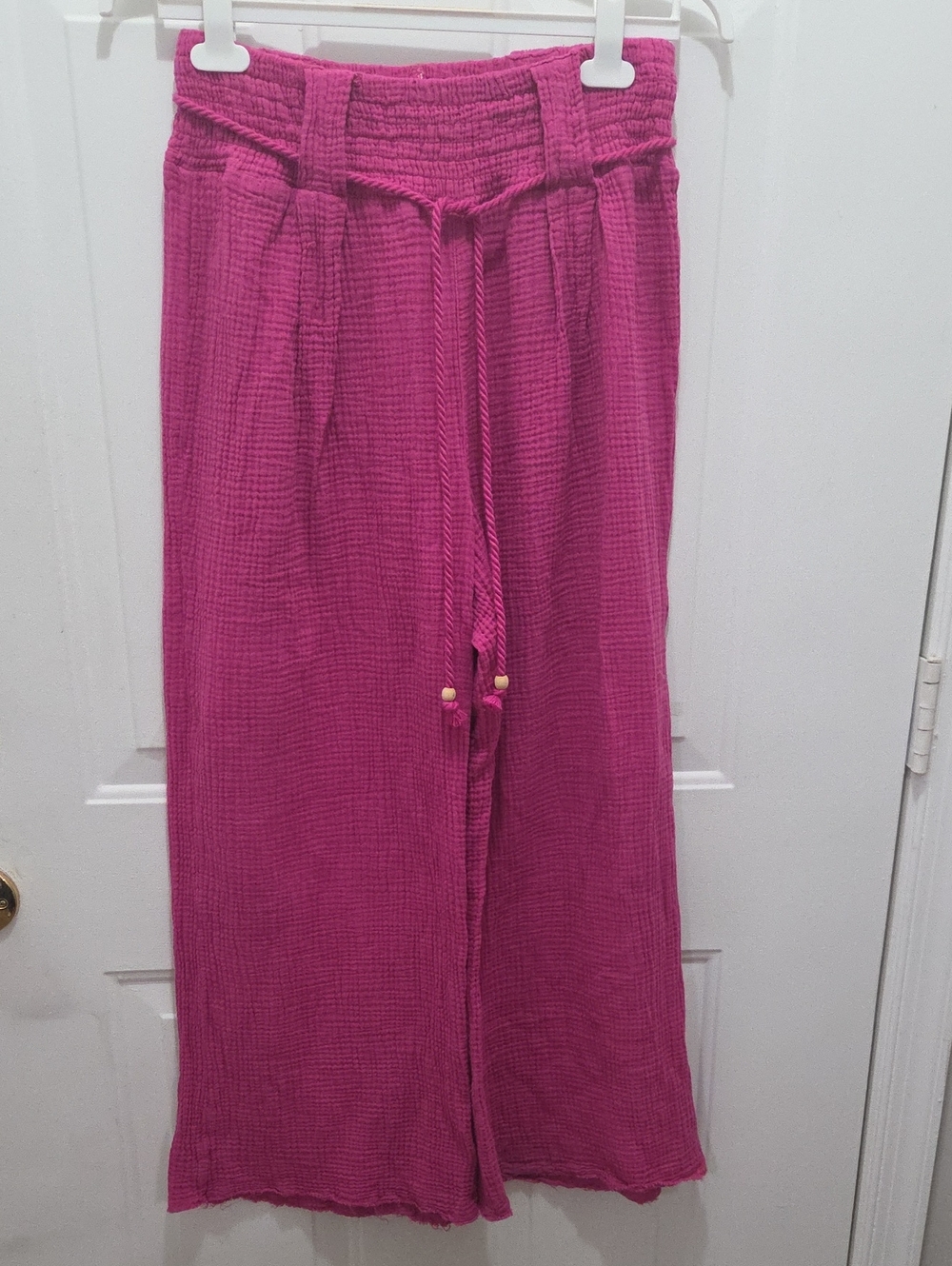 Banjara Women’s Wide-Leg Drawstring Gauze Pants - Fuschia L